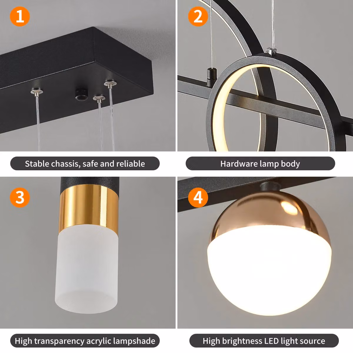 Garwarm 6-Light Linear LED Kitchen Island Pendant Light in Black – 6