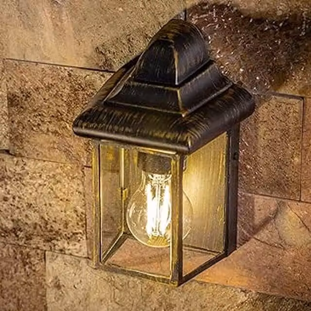 CGC Camila Antique Bronze Outdoor Wall Lantern with Transparent Glass Diffuser
