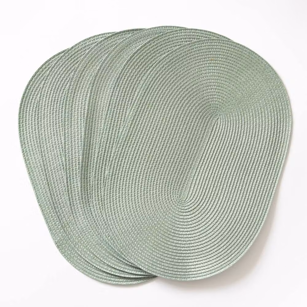 D-C-Fix Wipe Clean Woven Oval Placemats in Sage Green, 6 Pack – 2