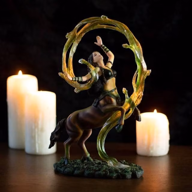 Uniqueful Earth Elemental Sorceress Figurine by Anne Stokes in Green and Multicolour