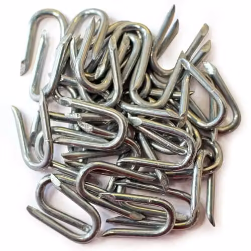 Actiaspet Galvanised Steel U Nails Fencing Staples, Silver, 100 Pack, 20mm x 8mm – 1