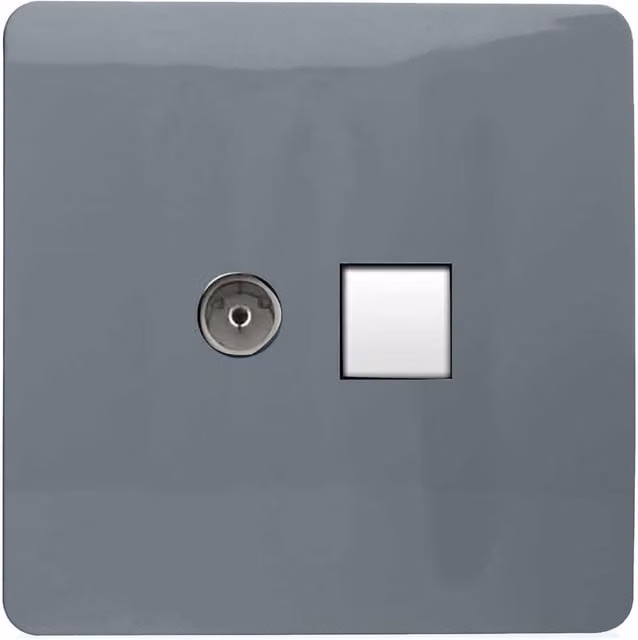 Trendi Switch 2 Gang TV Co-Axial and RJ45 Cat 6 Ethernet Combination Flush Sockets in Warm Grey