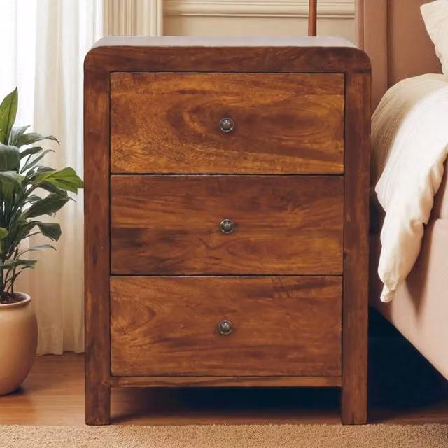 Artisan Furniture Aspen 3 Drawer Bedside Table in Brown Mango Wood