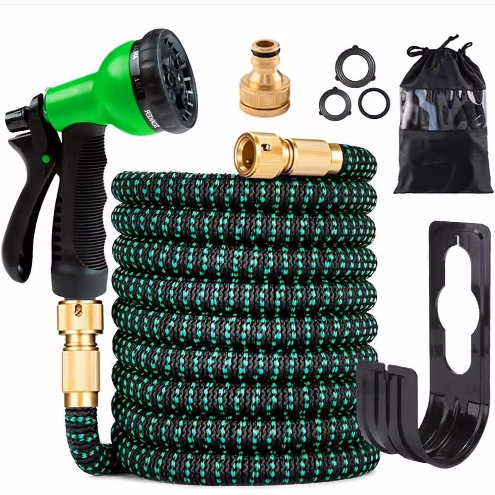 NESTLUNE Heavy Duty Expandable Flexible Garden Hose, Green, 30 m – 2