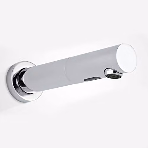 Nes Home Round Heavy Duty Infrared Sensor Wall Mounted Basin Tap in Metallic Silver