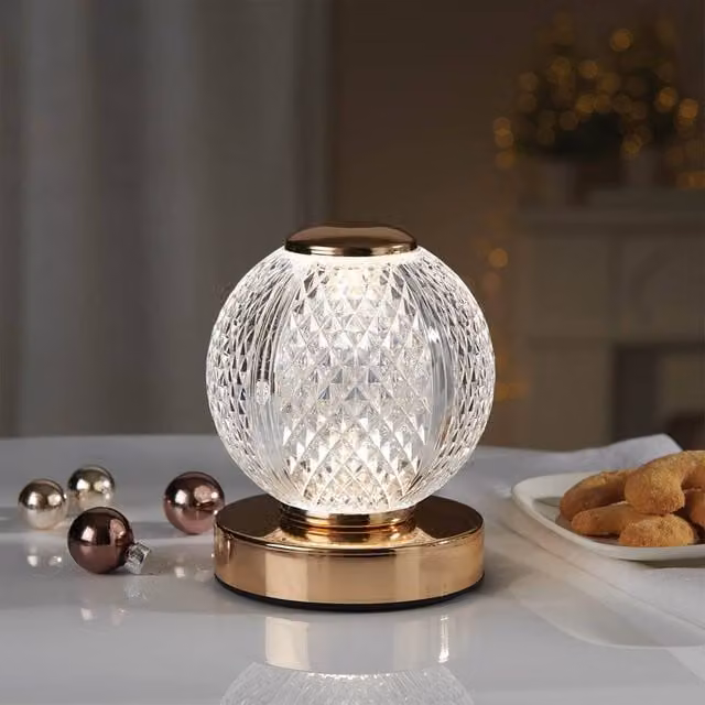 Coopers of Stortford Rechargeable Crystal Touch Table Lamp with Dimmable Warm White Light and Multicolour Sphere