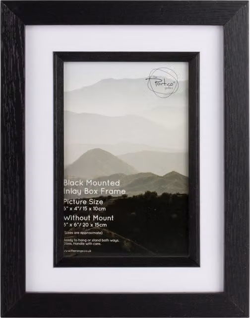 The Port. Co Gallery Minimalist Single Rectangular Wall Picture Frame, Black and White, W: 15.0 cm, H: 10.16 cm