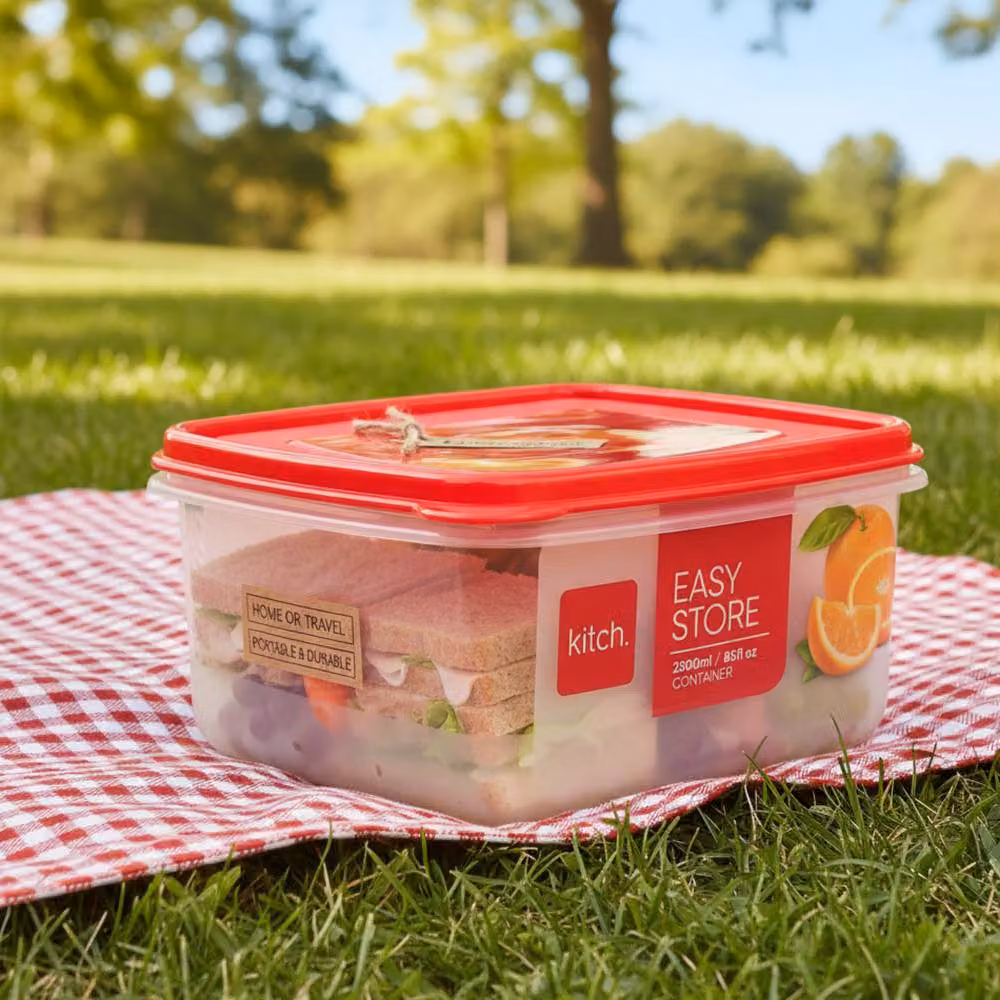 Bedsland Kitch EasyStore 2.5l Airtight Square Food Storage Container in Red – 2