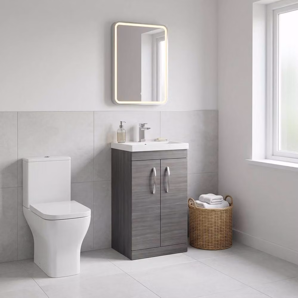Balterley Millwich 2 Door Freestanding Vanity Basin Unit in Anthracite Grey Woodgrain, W/D/H: 50 x 50 x 91.5 cm – 3