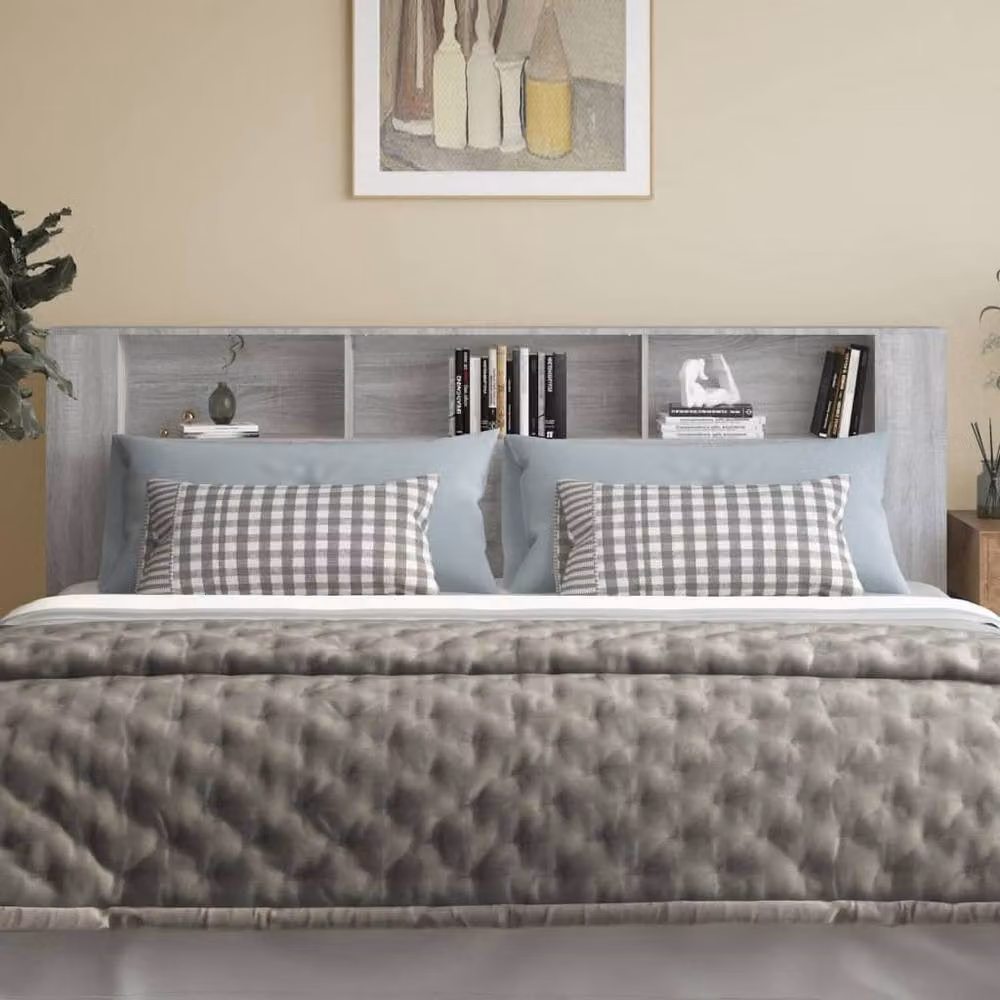 Berkfield Home Grey Sonoma Headboard Cabinet with Side Compartments, W: 220 cm, D: 18.5 cm, H: 104.5 cm – 2