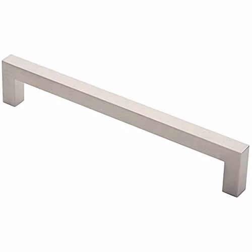 Loops Square Mitred Door Pull Handle in Brushed Silver Stainless Steel, 319 x 19 mm with 300 mm Fixing Centres