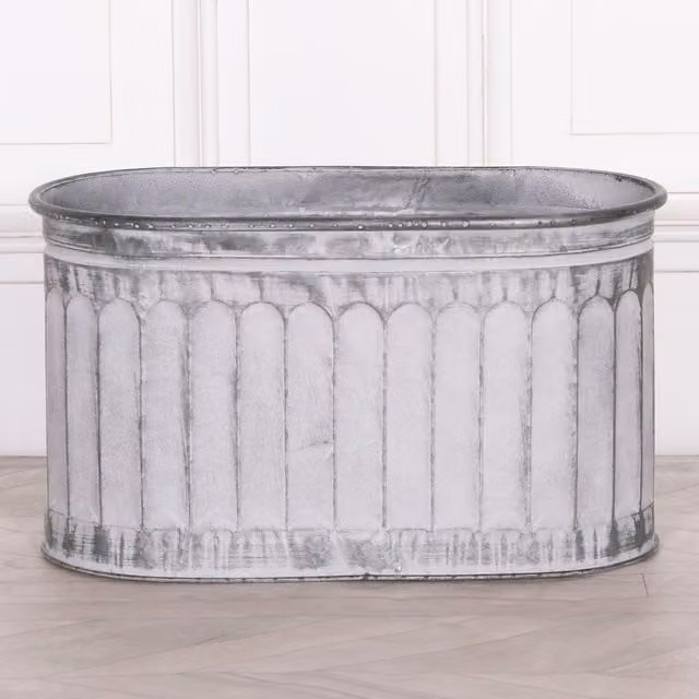 Glasstone Small White Metal Geometric Arched Pattern Tabletop Planter W/D/H: 24.5 x 27.0 x 47.5 cm