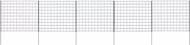 Berkfield Green Powder-Coated Steel In-Ground Garden Fence Set, W: 77.5 cm, H: 64 cm