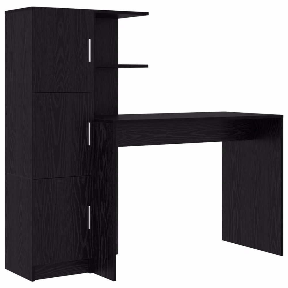 Berkfield Modern Black Oak Wall Mounted Floating Writing Desk for Home Office – 2