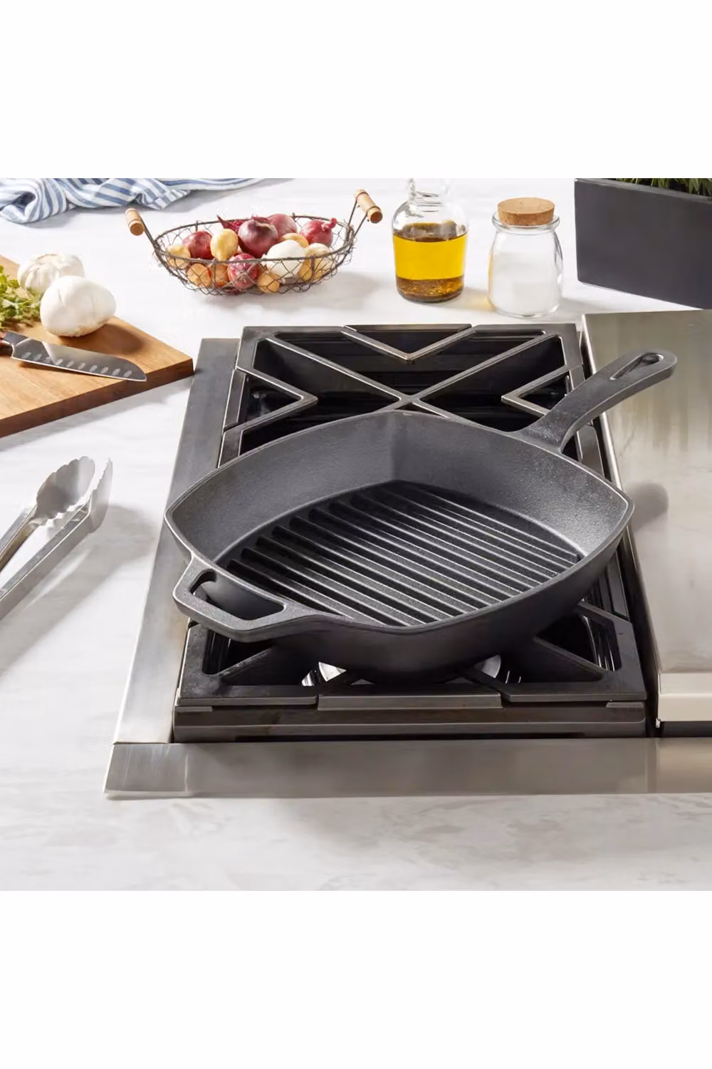 Living and Home Rectangular Cast Iron Grill Pan, 27 cm, Black – 4