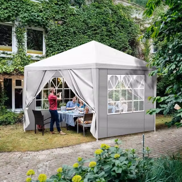 Ventryn Heavy Duty Outdoor Canopy Party Tent for Weddings in Grey, W 300 cm x D 300 cm x H 260 cm