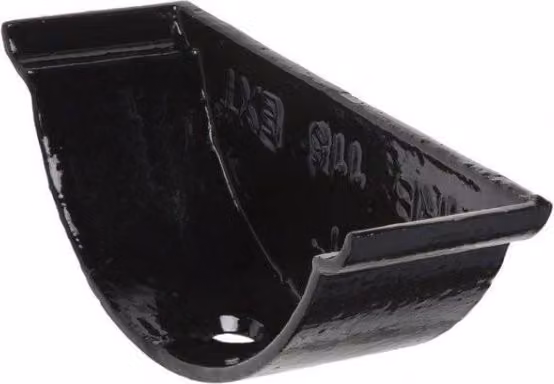 Hargreaves Premier Cast Iron Beaded Half Round Gutter External Stopend, Black, 115mm