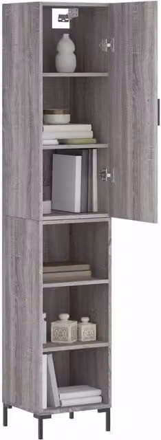 Berkfield Home Modern Grey Highboard with Hinged Doors and Internal Shelves, W/D/H: 34.5 x 34 x 180 cm – 1
