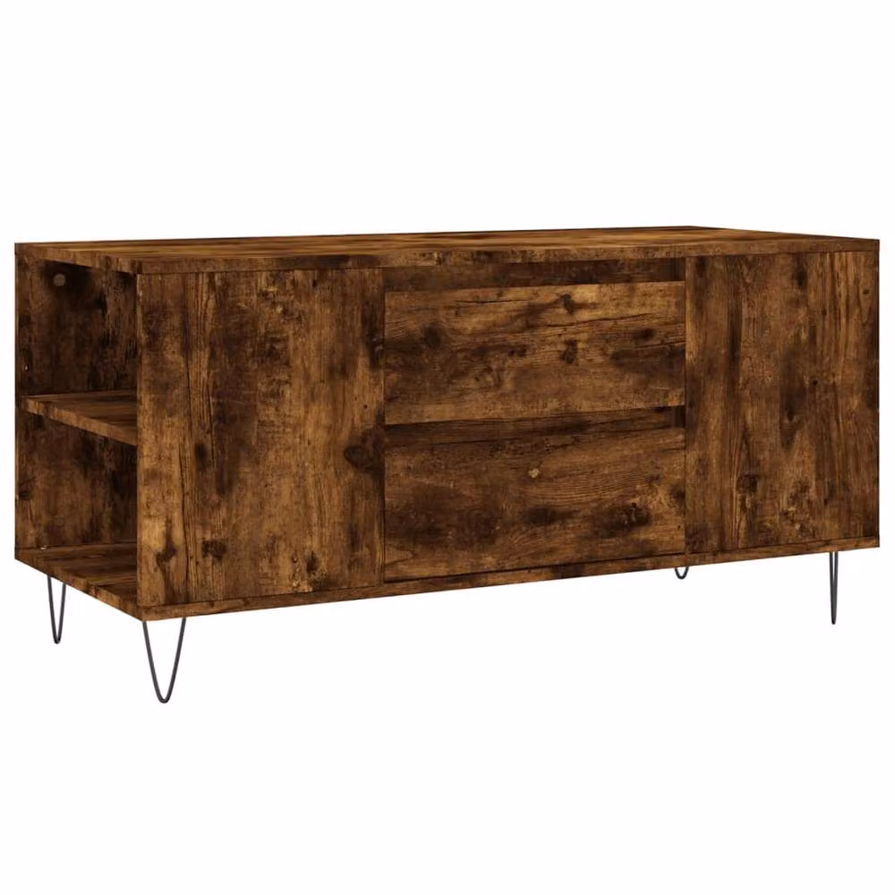 Berkfield Home Modern Rectangular Coffee Table in Smoked Oak Brown, W/D/H: 102 x 44.5 x 50 cm – 3