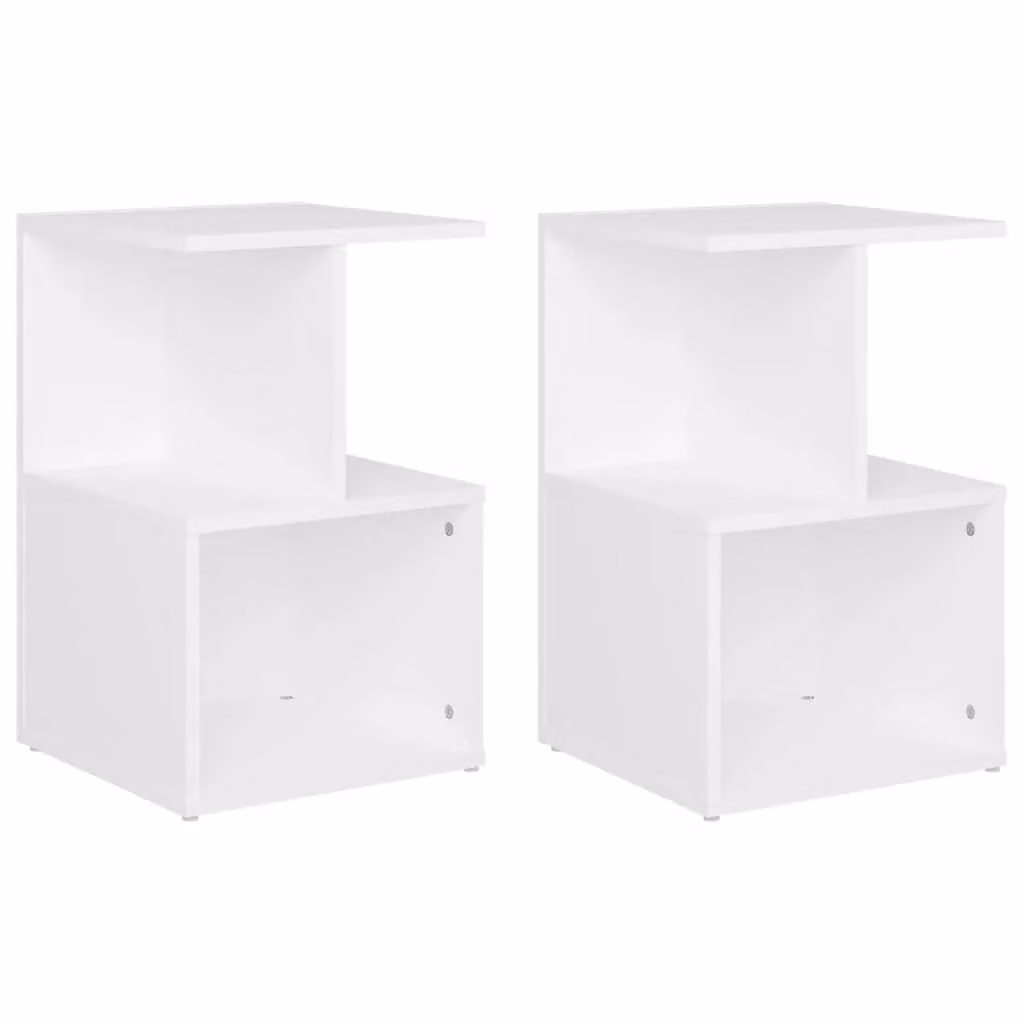 Berkfield Home Set of 2 White Classic Bedside Cabinets in Engineered Wood, W/D/H: 35 x 35 x 55 cm – 2
