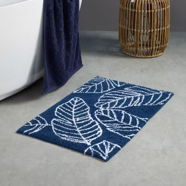 Fusion Matteo Cotton Bath Mat in Navy, W: 50 cm, D: 80 cm – 1