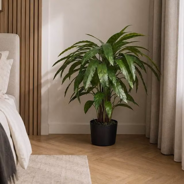 Leaf Premium Dark Green Artificial Calathea Potted Plant, Height: 90 cm
