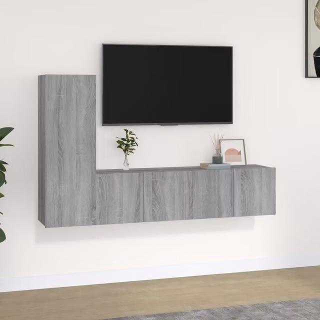 Berkfield Home 3 Piece TV Cabinet Set in Grey Sonoma Engineered Wood