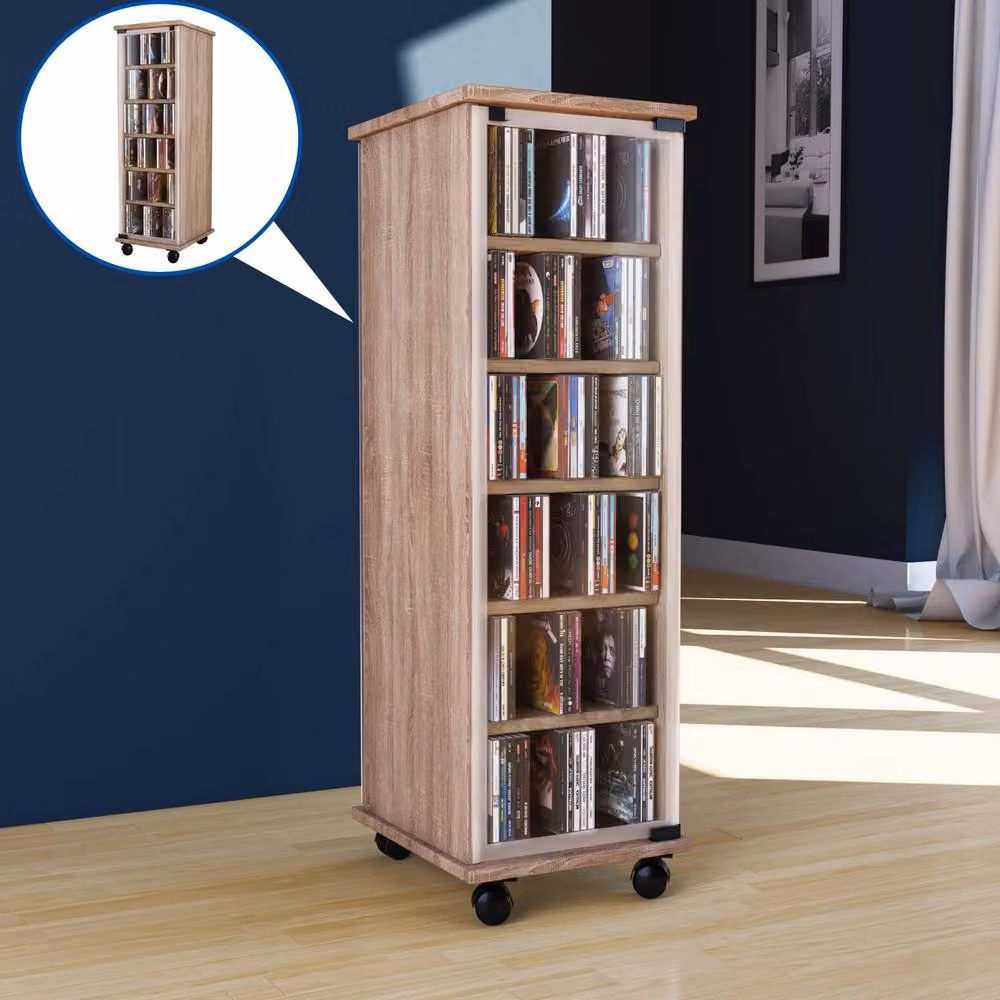 VCM Valenza Wood CD DVD Stand with Glass Doors in Sand/Brown – 2