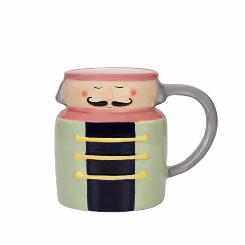 KitchenCraft The Nutcracker Collection Ceramic Novelty Soldier Mug, 300 ml, Green/Black/Multicolour – 1