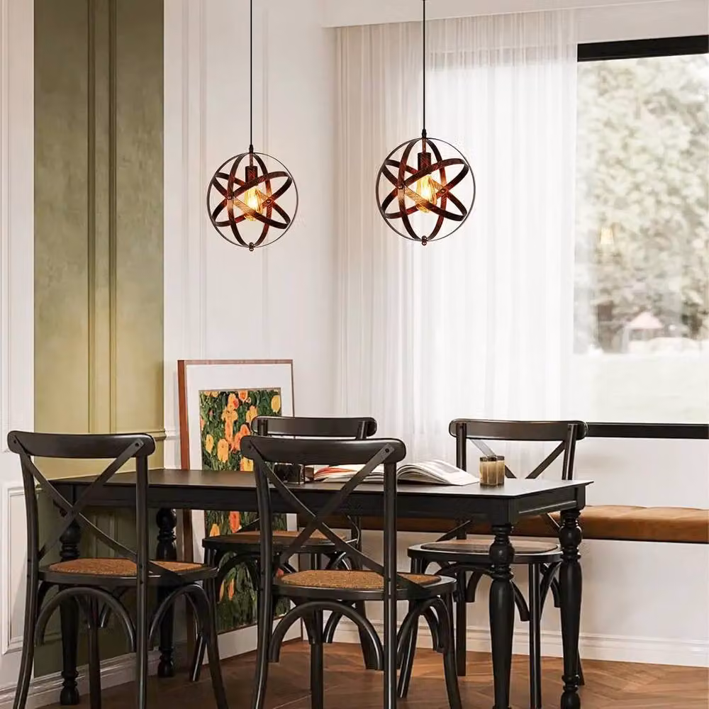 Goeco Vintage Bronze Metal Pendant Light with E27 Base, Diameter: 30 cm – 2