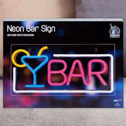 VFM e-Store Bar Sign Mancave Neon Light, USB Powered, Multicolour, W: 22 cm, H: 42 cm – 6