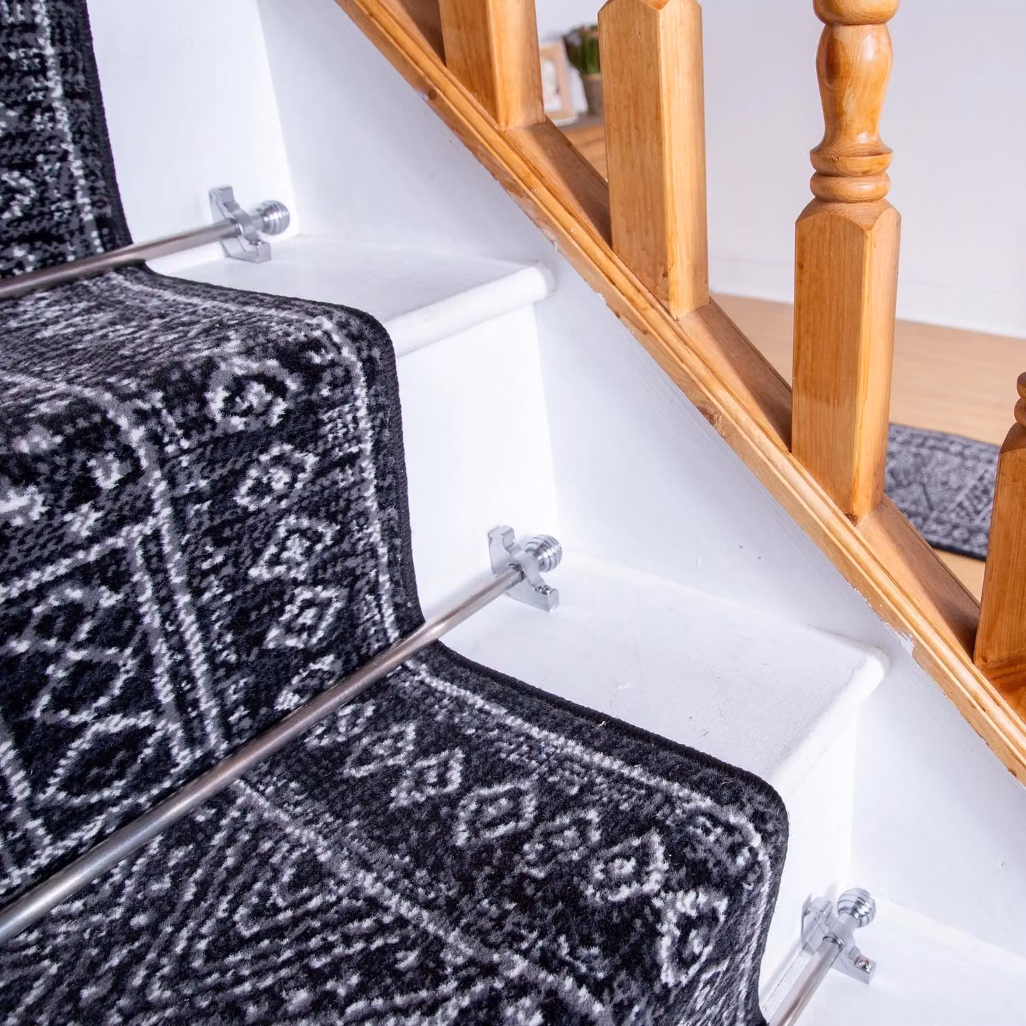 runrug Black Afrikans Ethnic Stair Carpet Runner, Black, W: 80 cm, L: 480 cm – 4