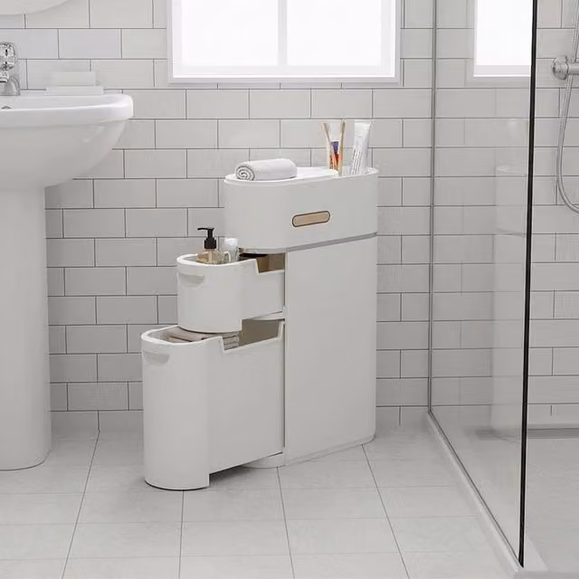 EONLION 3 Tier Tall Freestanding Bathroom Storage Cabinet in White – 1