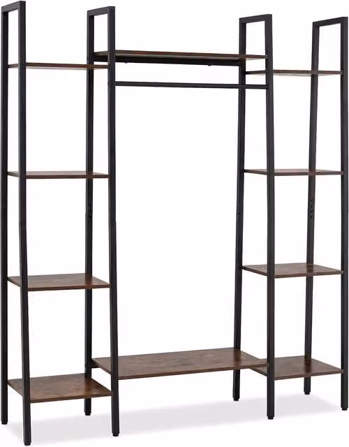 Costway Indoor Outdoor Plant Holder with Metal Frame and Adjustable Feet in Brown