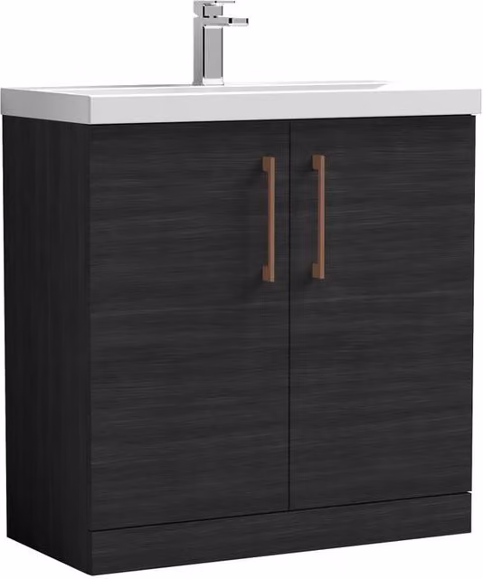 Balterley Black Matt Freestanding Bathroom Floor Vanity Unit with Soft Close Doors, Width: 81 cm – 1