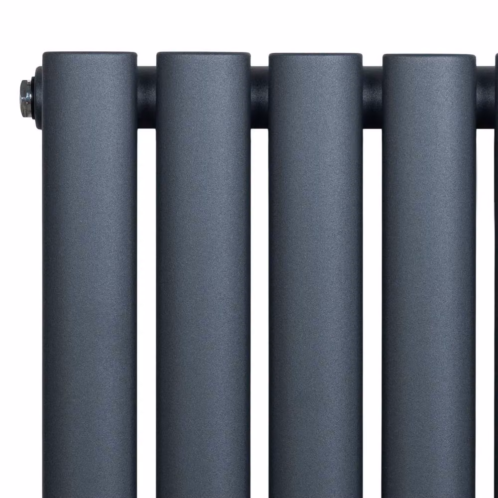 Monstershop Oval Single Column Steel Radiator in Anthracite Grey, H: 160 cm, W: 36 cm – 3