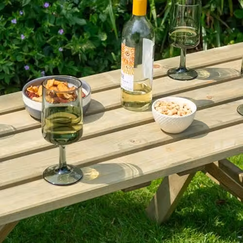 Rowlinson Traditional 4 Seater Wooden Picnic Table in Brown, L120 x W120 x H71 cm – 2