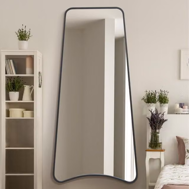 Coartans Black Metal Trapezoid Wall Mirror