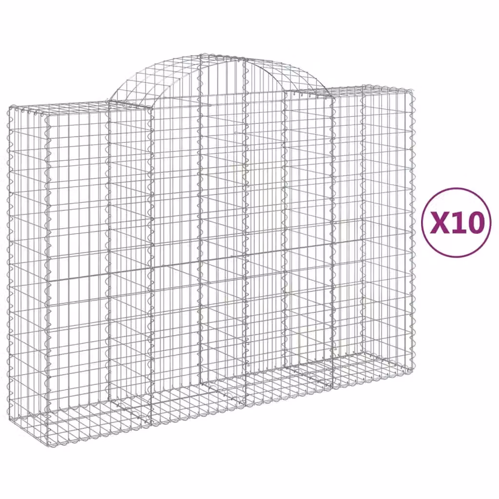 Berkfield Home Arched Gabion Baskets, 10 Piece Set, Silver Galvanised Steel, W: 200 cm, D: 50 cm, H: 140-160 cm – 2