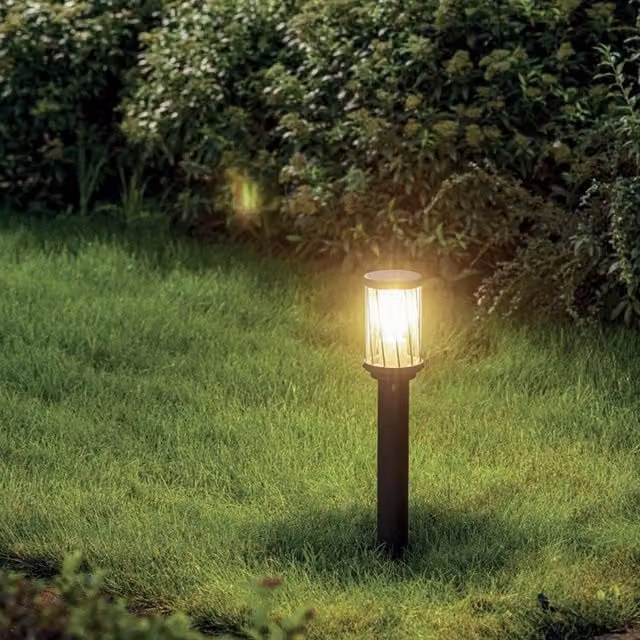 CGC CORA Dark Grey Diagonal Pattern Medium Post Light in Anthracite with Glass and Aluminium
