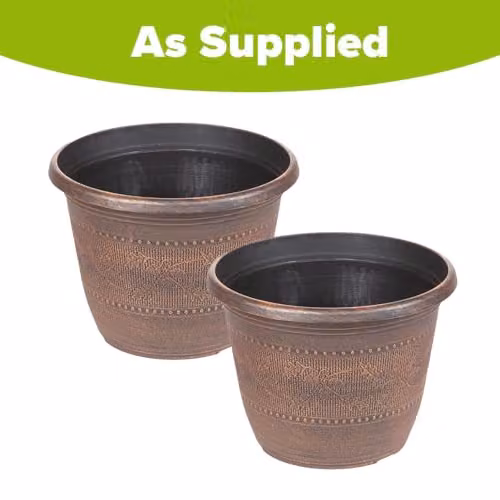 YouGarden Pair of Bronze Acorn Planter Tubs, Diameter: 25 cm – 3