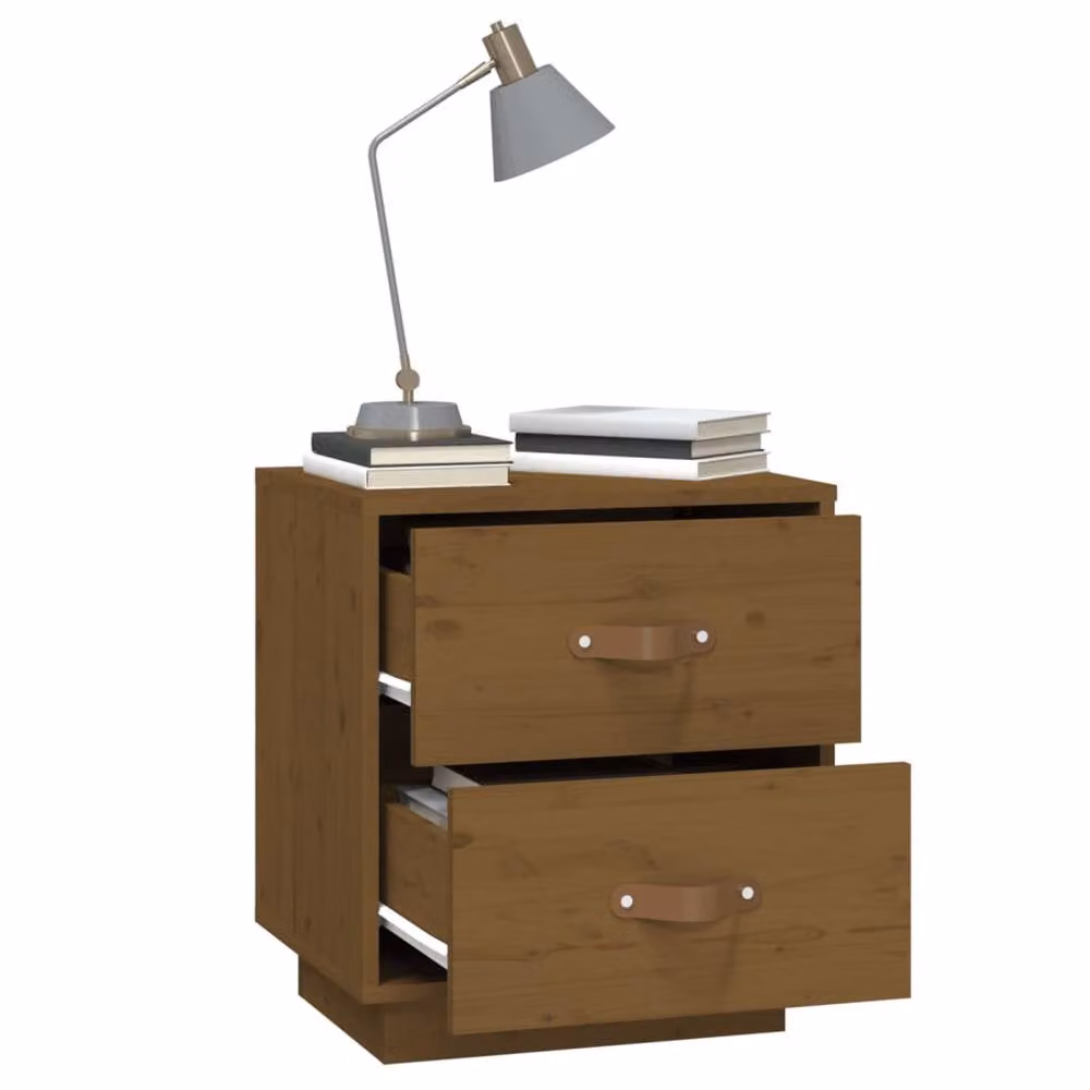 Berkfield Home Beautiful Bedside Cabinet in Honey Brown Solid Pine Wood, W: 40 cm, D: 34 cm, H: 45 cm – 3