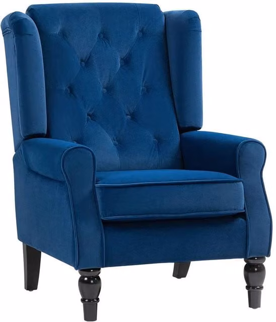 FORGEVIO Blue Velvet Accent Armchair with Armrests and Tub Design – 1