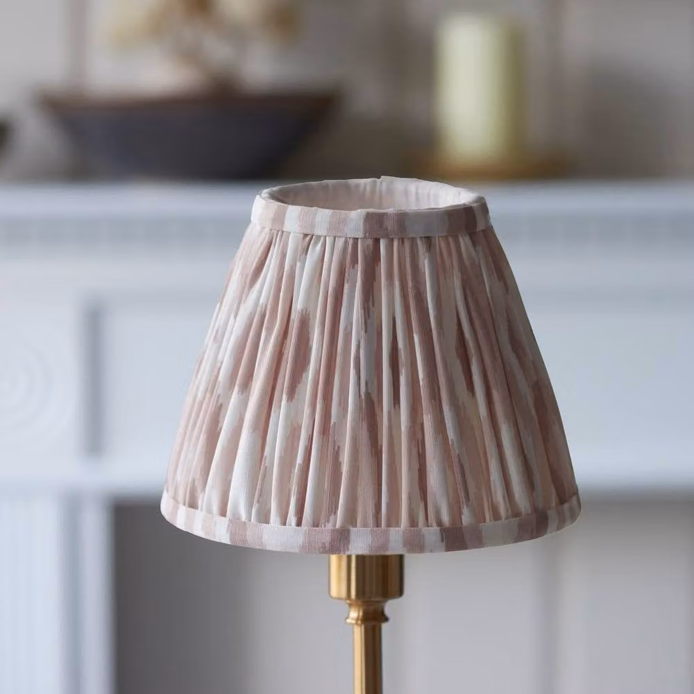 Netlighting Burley Rechargeable LED Table Lamp with Multicolour Fabric Ikat Shade in Gold/Brass – 3