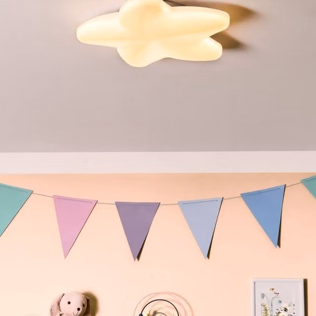 Wyld and Coco Star Ceiling Lamp in White, Remote Dimmable