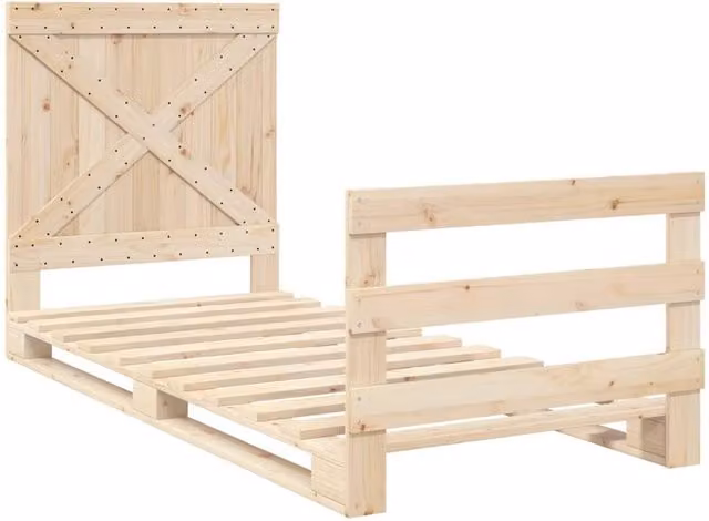 Berkfield Home Beautiful Sol Bed Frame with Headboard in Light Tan Beige, W/D/H: 90 x 200 x 104 cm