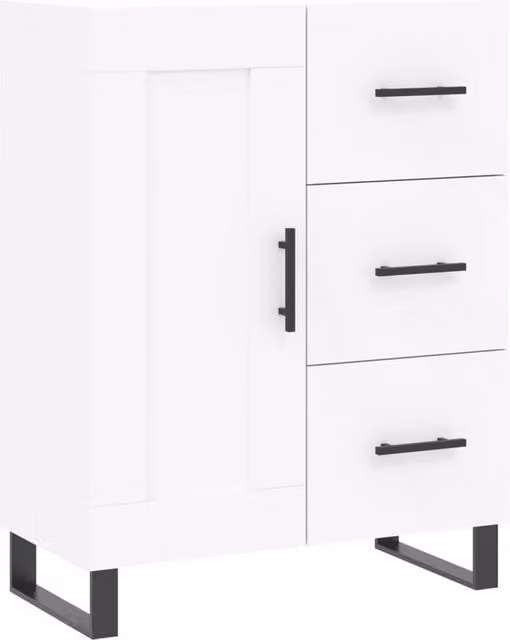 Berkfield Home Modern White Sideboard in Matt MDF and Metal, W/D/H: 69.5 x 34 x 90 cm – 1