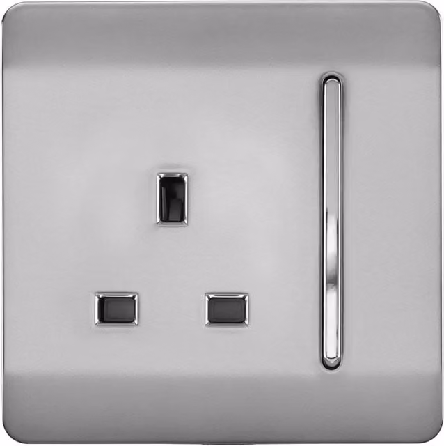 Trendi Flush 1 Gang 13 Amp Switched Socket in Silver Grey