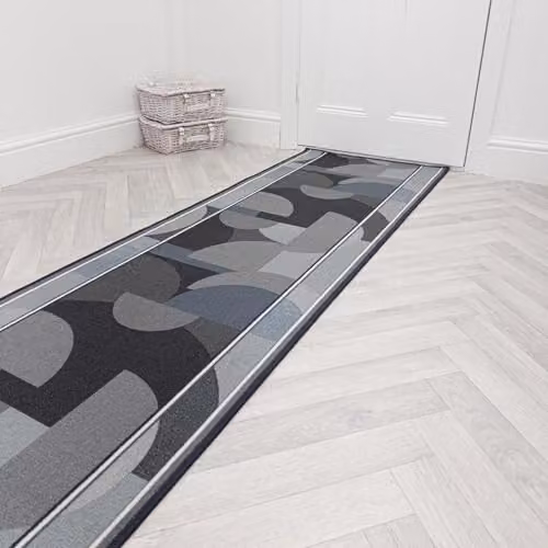 runrug Malis Graphite Hardwearing Hallway Runner Rug, W: 100 cm, L: 390 cm – 5