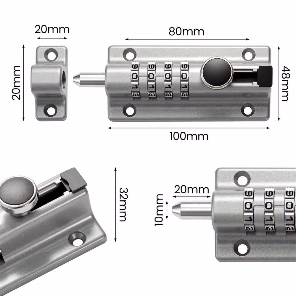 Kelvenix Combination Bolt Lock in Silver Stainless Steel, W: 520 mm, H: 10000 mm – 2
